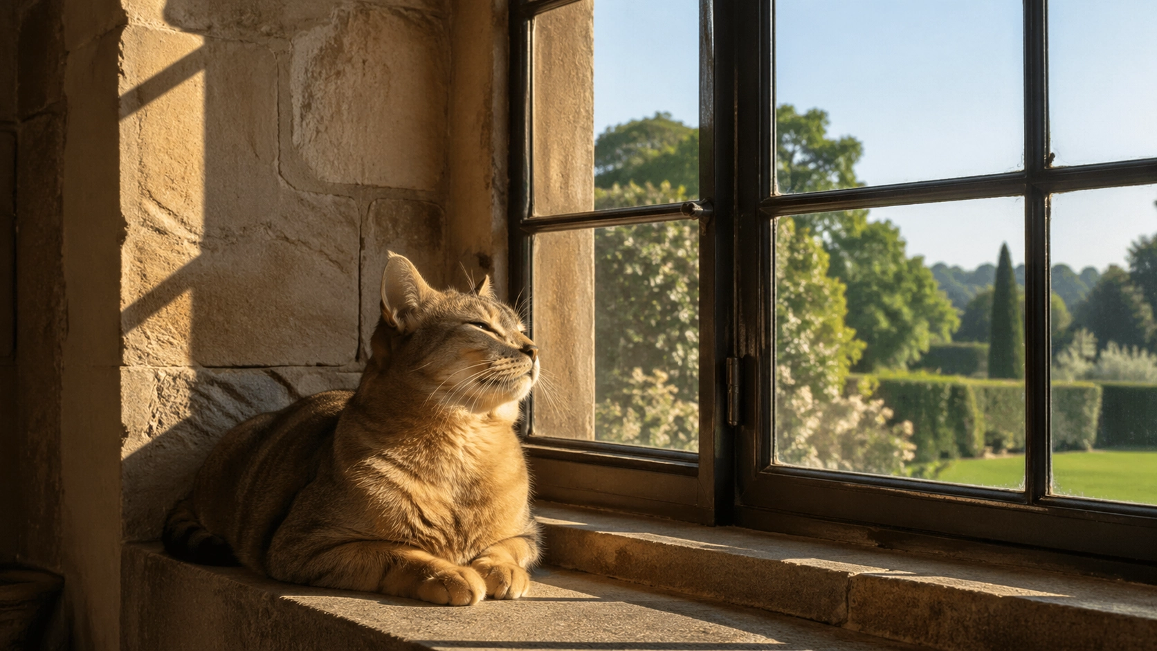 A cat sitting by the window